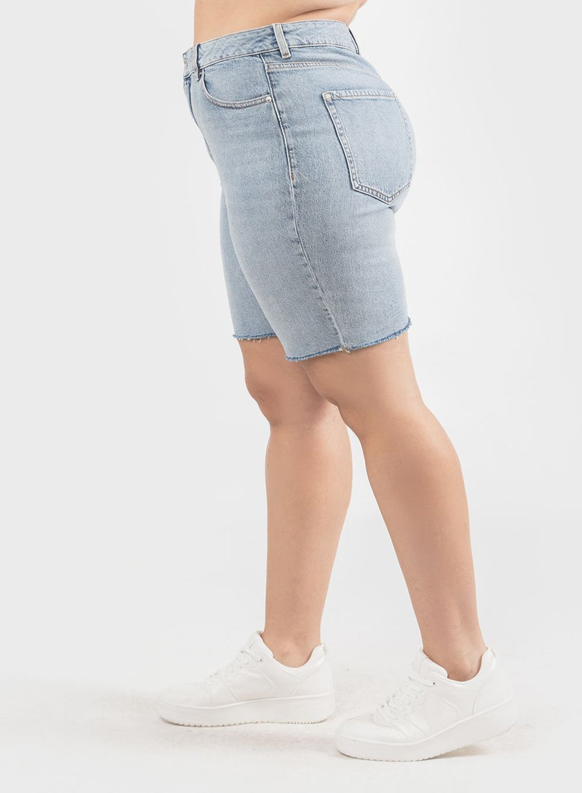Raw Hem Bermuda Short - Curvy - Distractions Clothing