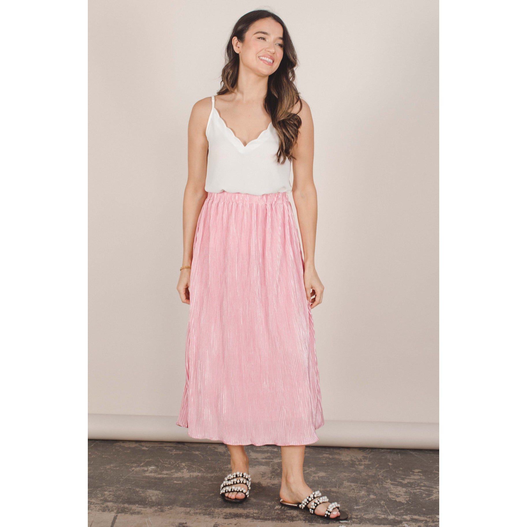 Retro Pleated Midi Skirt - Distractions Clothing