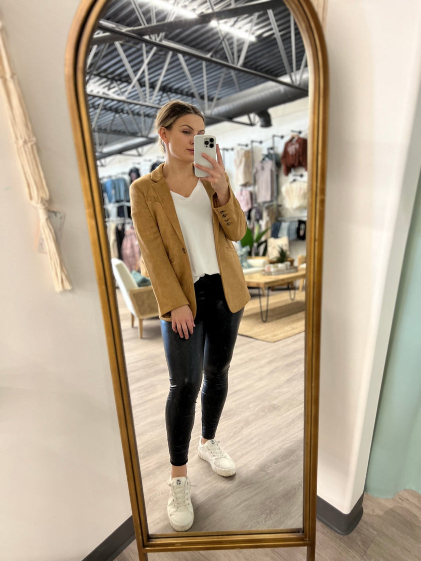 Sandelle Faux Suede Blazer - Distractions Clothing
