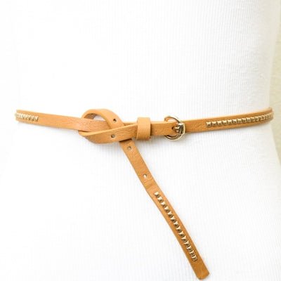 Taupe Stud Skinny Belt - Distractions Clothing