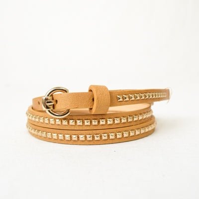 Taupe Stud Skinny Belt - Distractions Clothing