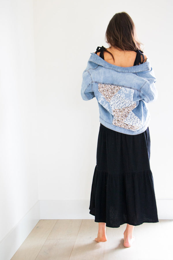 Tessa Floral Detailed Denim Jacket - Distractions Clothing