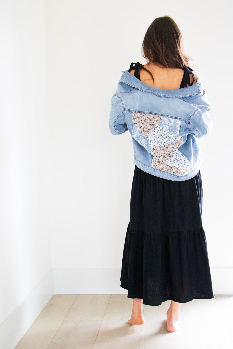 Tessa Floral Detailed Denim Jacket - Distractions Clothing